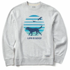 Men's 70's Retro Dog Beach Walk Simply True Fleece Crew