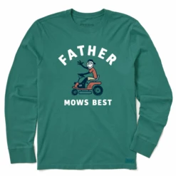 Men's Father Mows Best Long Sleeve Crusher Tee