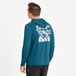Men's Fish More Stress Less Bass Long Sleeve Active Hooded Tee