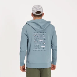 Men's Fish More Worry Less Hooks And Tackle Simply True Fleece Zip Hoodie