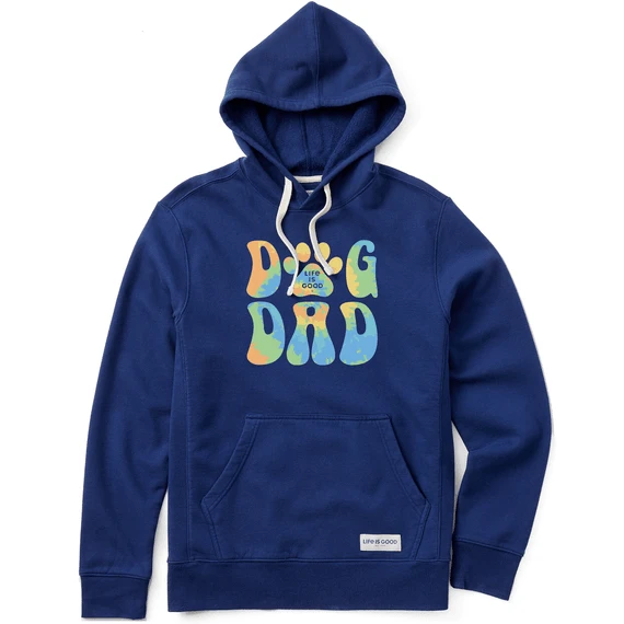 Men's Groovy Tie Dye Dog Dad Simply True Fleece Hoodie