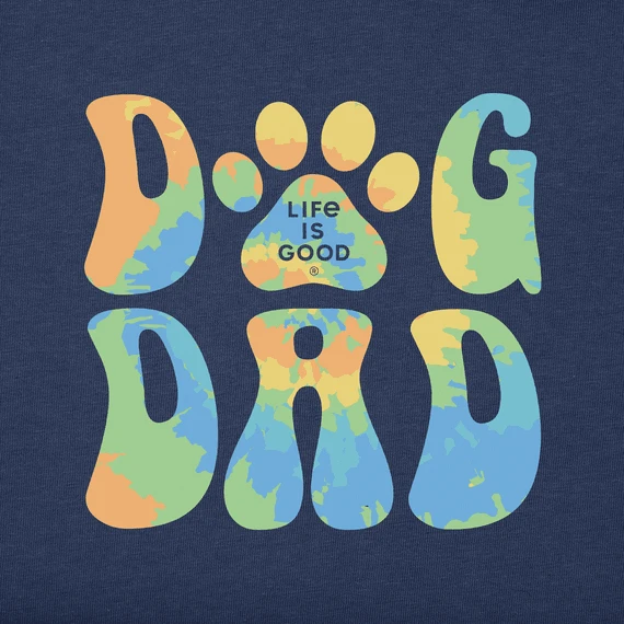 Men's Groovy Tie Dye Dog Dad Simply True Fleece Hoodie - Image 2