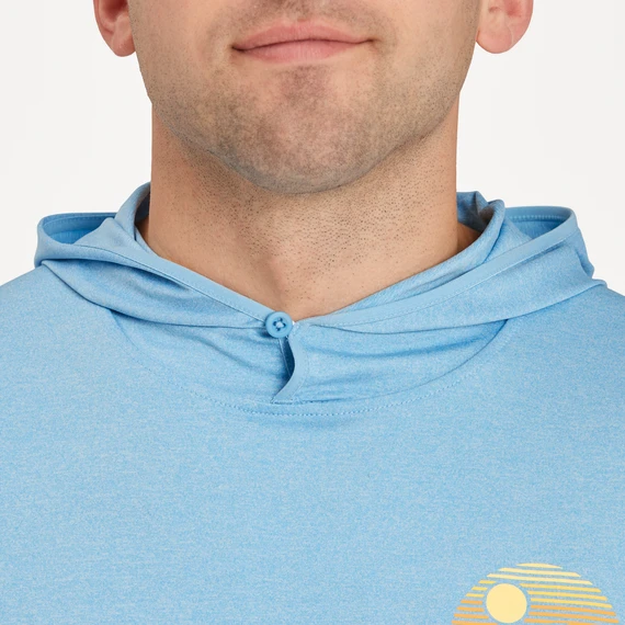 Men's Happiness Sunset Waves Long Sleeve Active Hooded Tee - Image 6