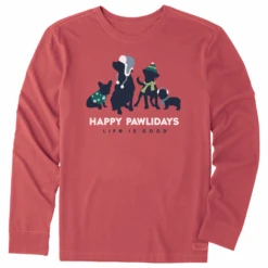 Men's Happy Pawliday Pups Long Sleeve Crusher Tee