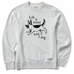 Men's Life Is Better With A Dog German Shepherd Simply True Fleece Crew