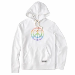 Men's Peace Heart Rainbow Simply True Fleece Hoodie