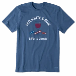 Men's Red, White And Blue Wine Crusher Tee