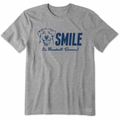 Men's Smile It's Baseball Season Dog Short SleeveTee