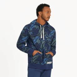 Men's Tropical Palm Print Simply True Fleece Hoodie