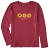 Women's 3 Sunflowers Long Sleeve Crusher Vee