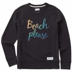 Women's Beach Please Simply True Fleece Crew