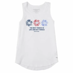 Women's Best Things Watercolor Daisy Trio Sleeveless High-Low Crusher Tank