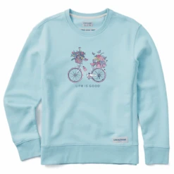 Women's Bike Flower Baskets Simply True Fleece Crew