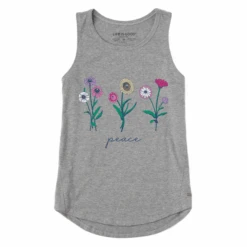Women's Botanical Flowers Peace Sleeveless High-Low Crusher Tank