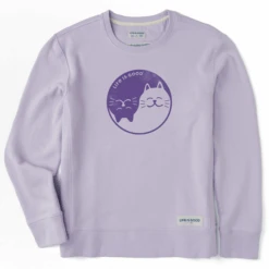 Women's Cat Yin And Yang Simply True Fleece Crew