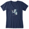 Women's Clean Adirondack Guitar Beer Short SleeveVee