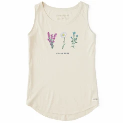 Women's Detailed Wildflowers Sleeveless High-Low Crusher Tank