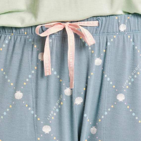 Women's Diamond Seashell Pattern Lightweight Sleep Pant - Image 3