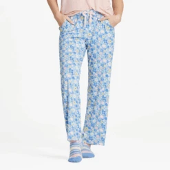 Women's Dragonfly Floral Pattern Lightweight Sleep Pant