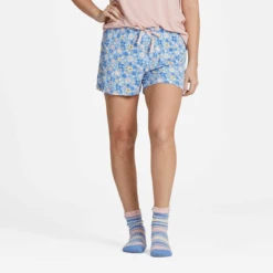 Women's Dragonfly Floral Pattern Lightweight Sleep Short