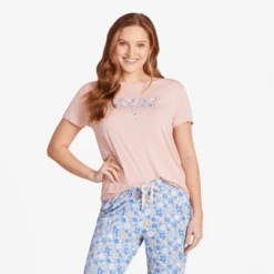 Women's Dragonfly Flowers Lightweight Sleep Tee