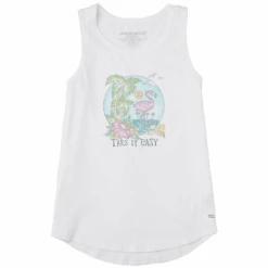 Women's Dreamy Take It Easy Flamingo Sleeveless High-Low Crusher Tank