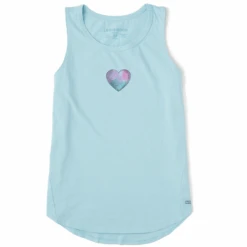 Women's Engraved Heart Sleeveless High-Low Crusher Tank