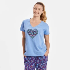 Women's Folklore Heart Snuggle Up Relaxed Sleep Vee