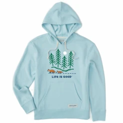 Women's Foxes Walking In Woods Simply True Fleece Hoodie