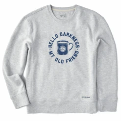 Women's Hello Darkness My Old Friend Simply True Fleece Crew