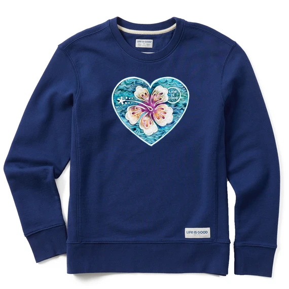 Women's Hibiscus Heart Simply True Fleece Crew