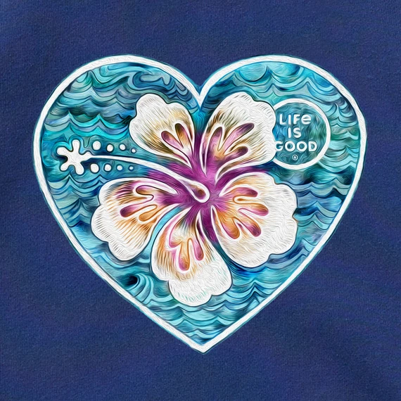 Women's Hibiscus Heart Simply True Fleece Crew - Image 2