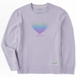 Women's Kindness Is Free Evaporating Heart Simply True Fleece Crew