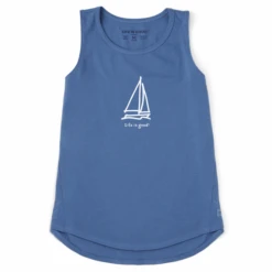 Women's LIG Sailboat Sleeveless High-Low Crusher Tank