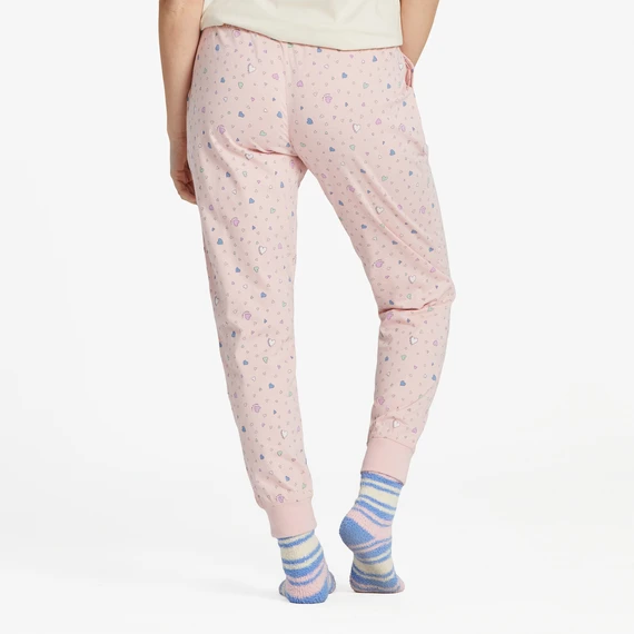 Women's Scattered Hearts Pattern Snuggle Up Sleep Jogger - Image 2