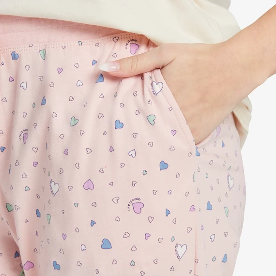 Women's Scattered Hearts Pattern Snuggle Up Sleep Jogger - Image 4