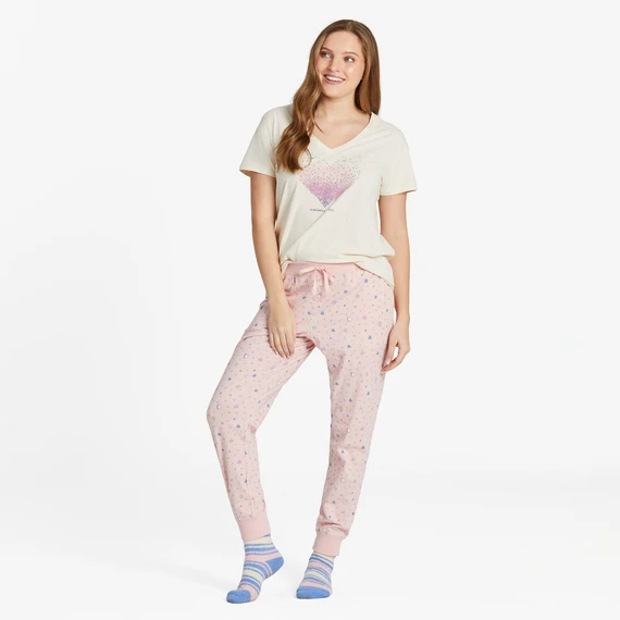Women's Scattered Hearts Pattern Snuggle Up Sleep Jogger - Image 5