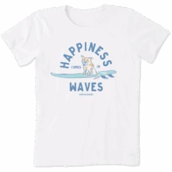 Women's Surfer Dog Happiness Crusher Tee