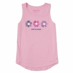Women's Three Painted Daisies Sleeveless High-Low Crusher Tank