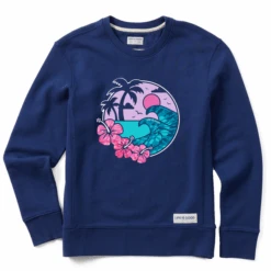 Women's Tie Dye Big Waves Simply True Fleece Crew