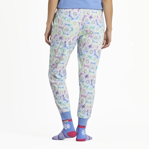 Women's Tie Dye Daisy Pattern Snuggle Up Sleep Jogger - Image 2