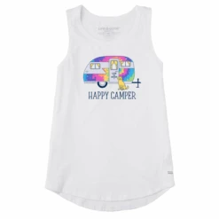 Women's Tie Dye Happy Camper Sleeveless High-Low Crusher Tank