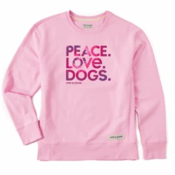 Women's Tie Dye Peace Love Dogs Simply True Fleece Crew