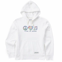 Women's Tie Dye Peace Love Music Simply True Fleece Hoodie