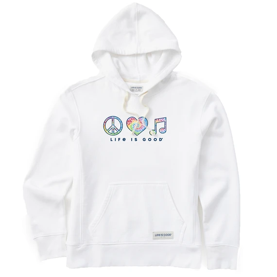 Women's Tie Dye Peace Love Music Simply True Fleece Hoodie