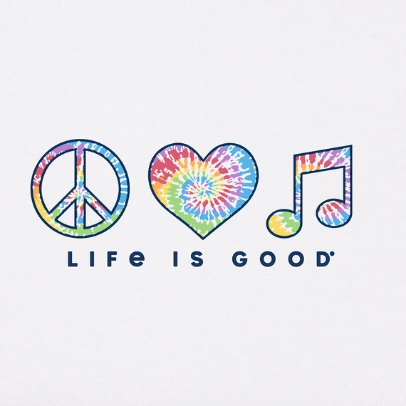 Women's Tie Dye Peace Love Music Simply True Fleece Hoodie - Image 2