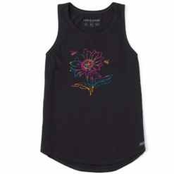 Women's Tie Dye Sunflower Bees Sleeveless High-LowTank