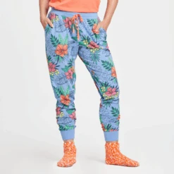 Women's Tropical Hibiscus Pattern Snuggle Up Sleep Jogger