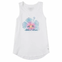 Women's Tropical Watercolor Hibiscus Sleeveless High-LowTank