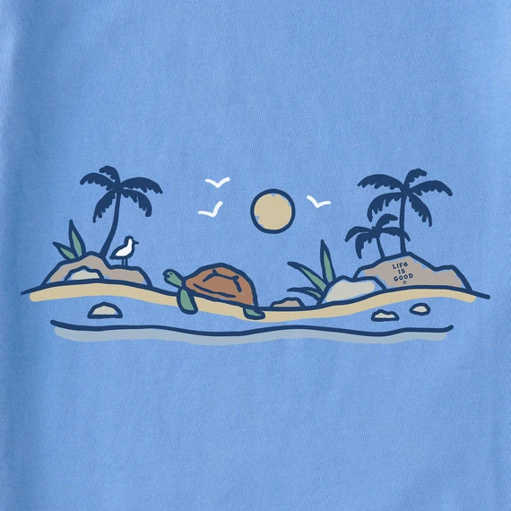 Women's Vintage Turtle Beach Scene Short SleeveTee - Image 2